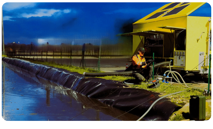 Traitement sur site bassin de rétention pollué par hydrocarbures