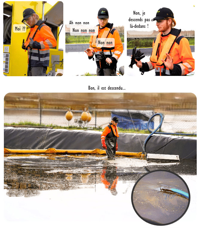 Entreprise de dépollution dans bassin de rétention industriel pollué par hydrocarbures